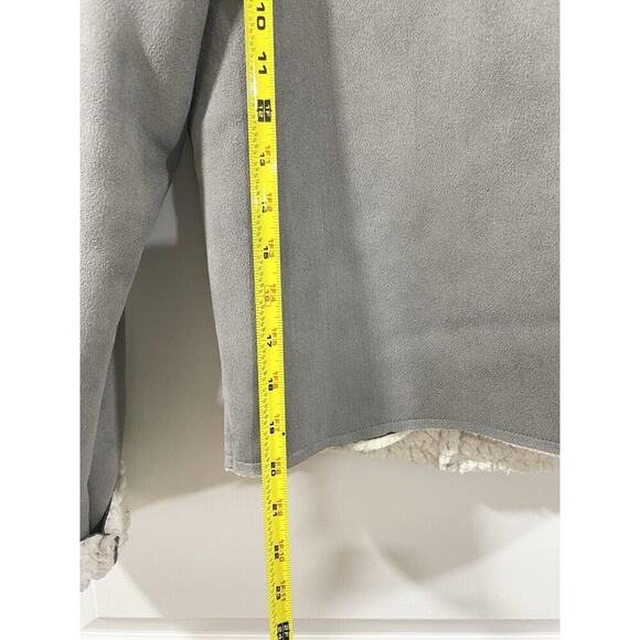 LOFT Women's Asymetrical Sherpa Gray Suede Moto Jacket Sz Small - Picture 7 of 11